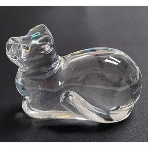 Vintage 1984 Atlantis Crystal Cat Paperweight Sculpture Made in Portugal. Mint!